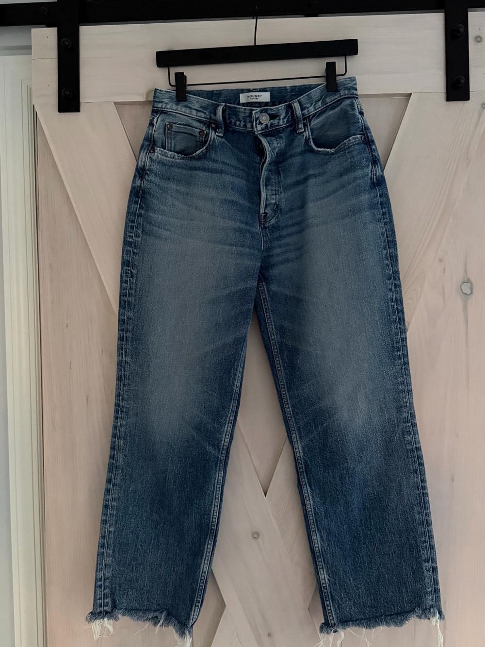Moussy Vintage Howa Woman’s washed Blue Straight ankle Fray Jeans Size 27